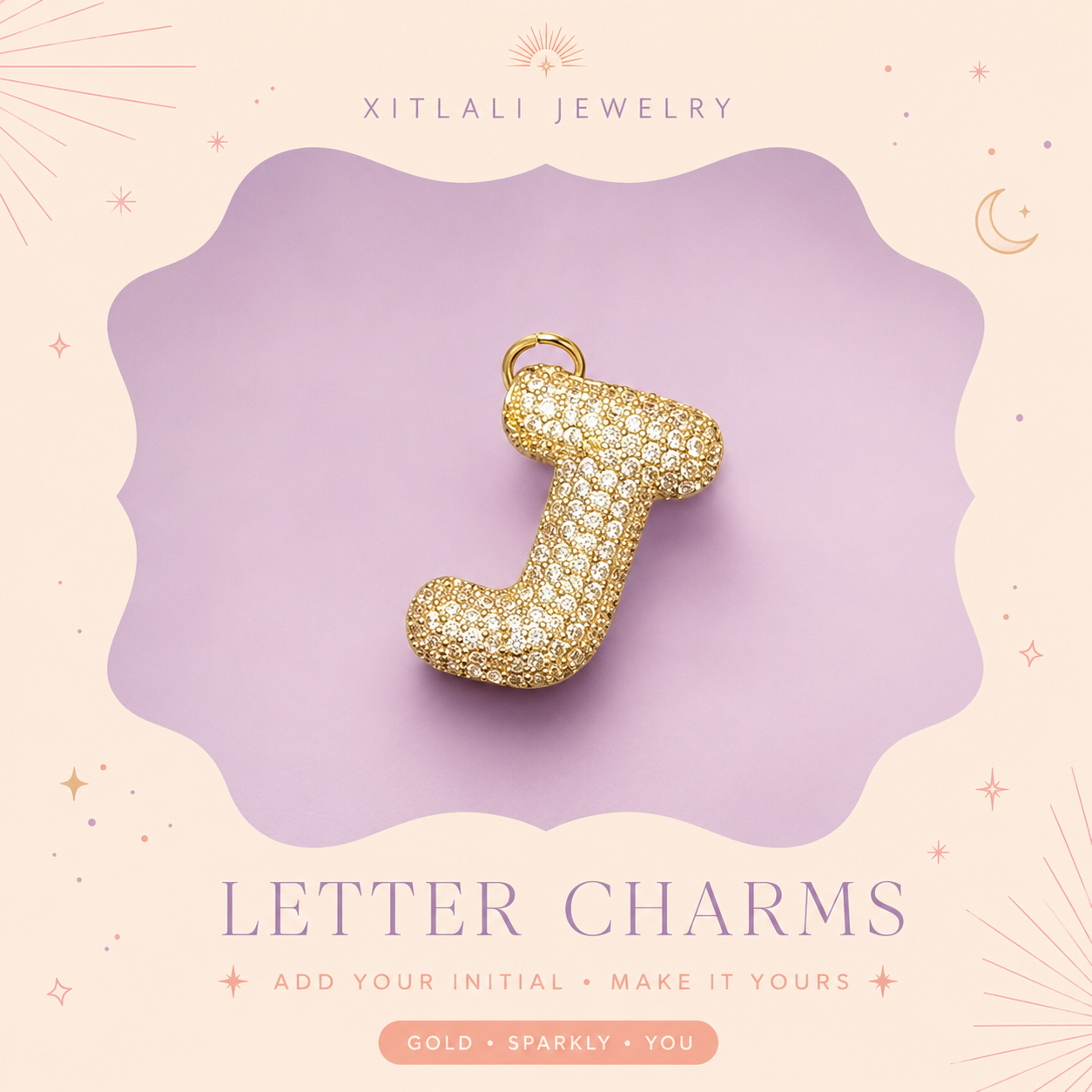 Gold Pavé Letter Charms