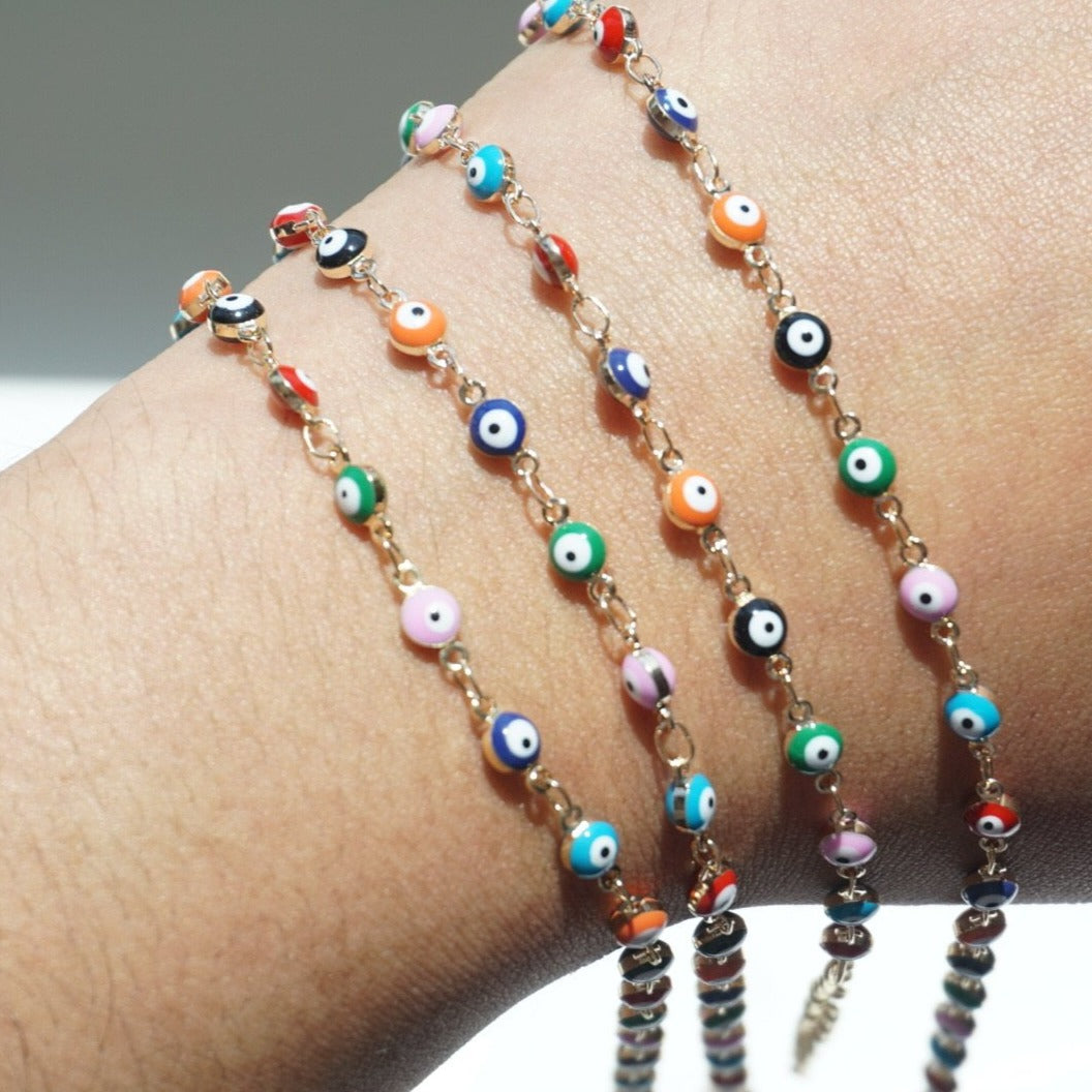 Colorful Evil-Eye Gold Plated Bracelet